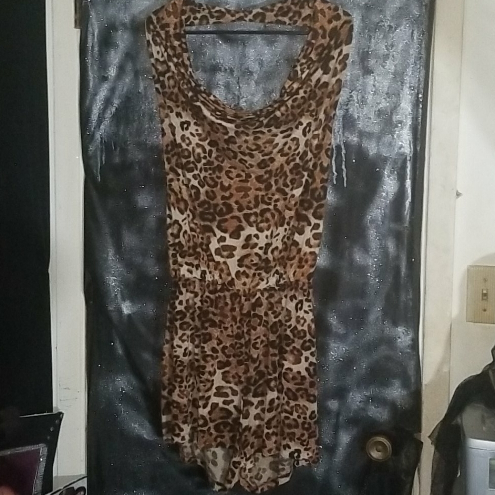 Leopard print draped romper